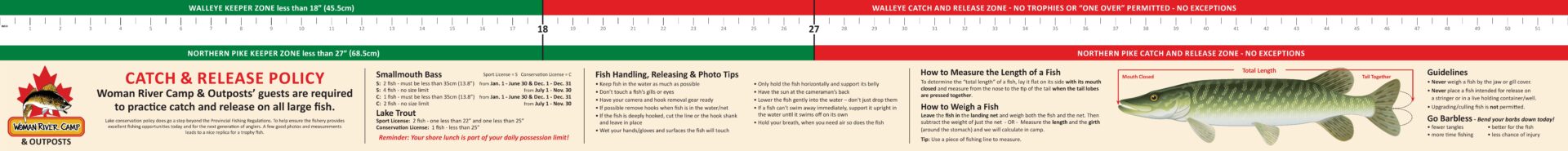 Measure your fish with one of the stamped in measuring device's on